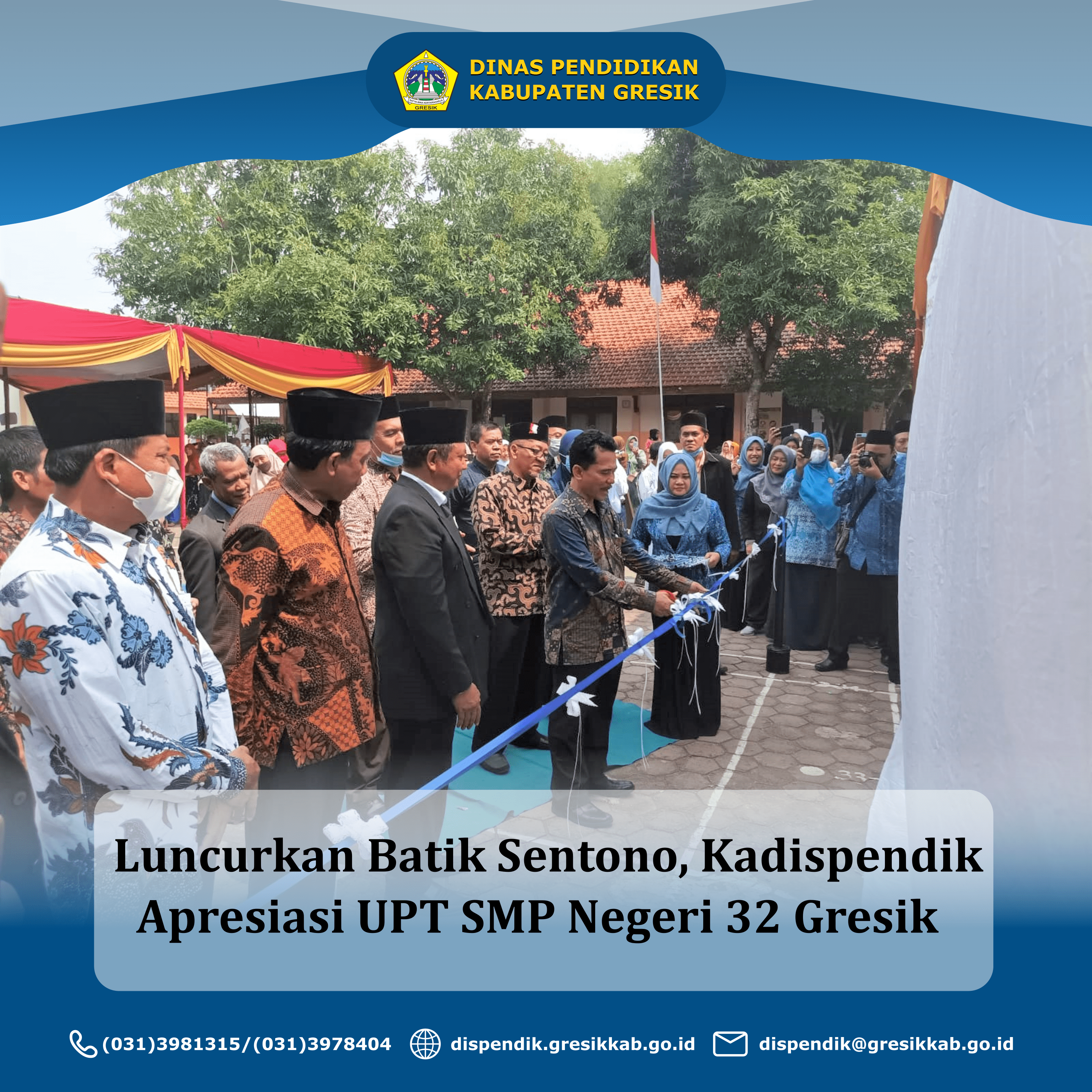 Luncurkan Batik Sentono, Kadispendik Apresisasi UPT SMP Negeri 32 Gresik