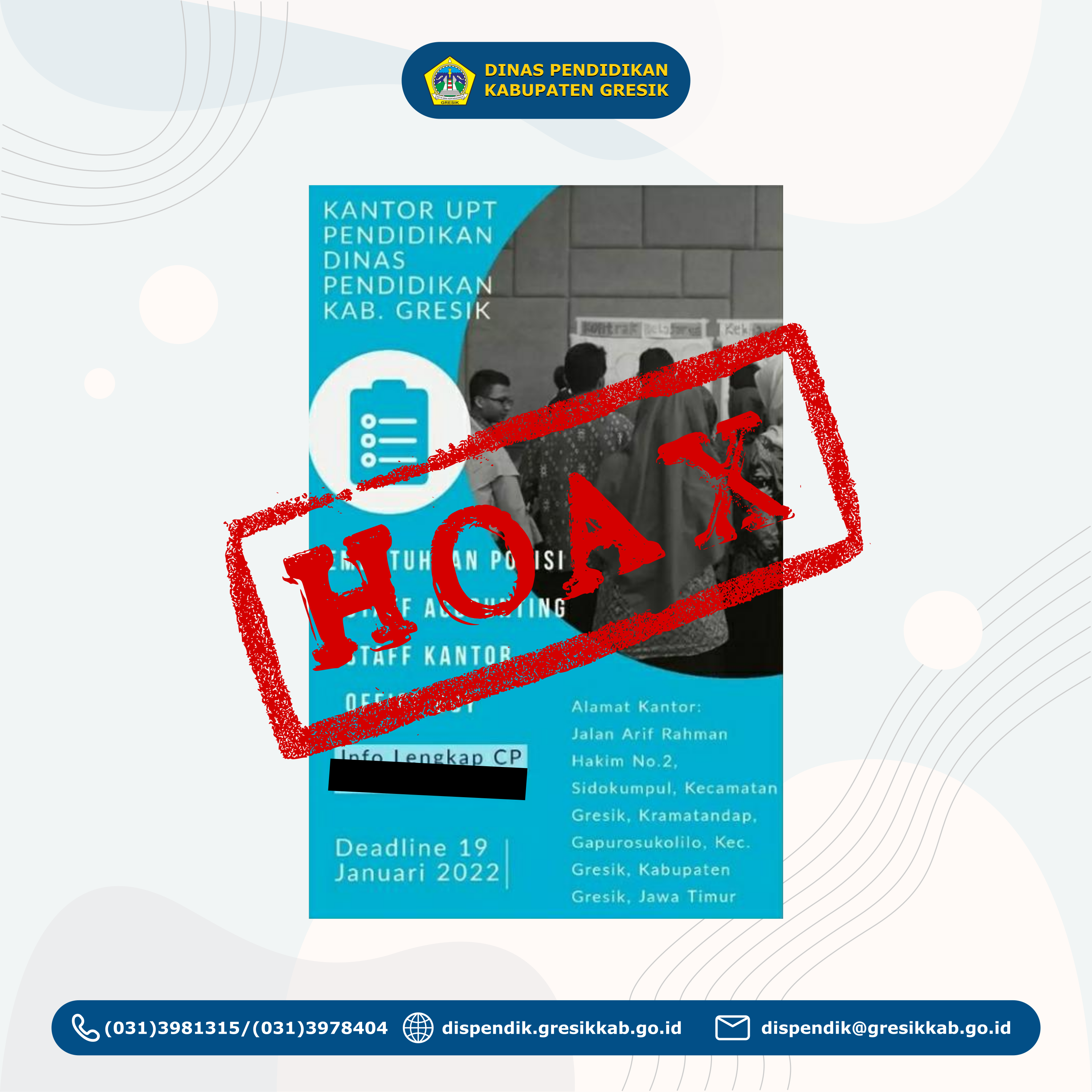 Waspada Hoax Loker Dinas Pendidikan Kab. Gresik