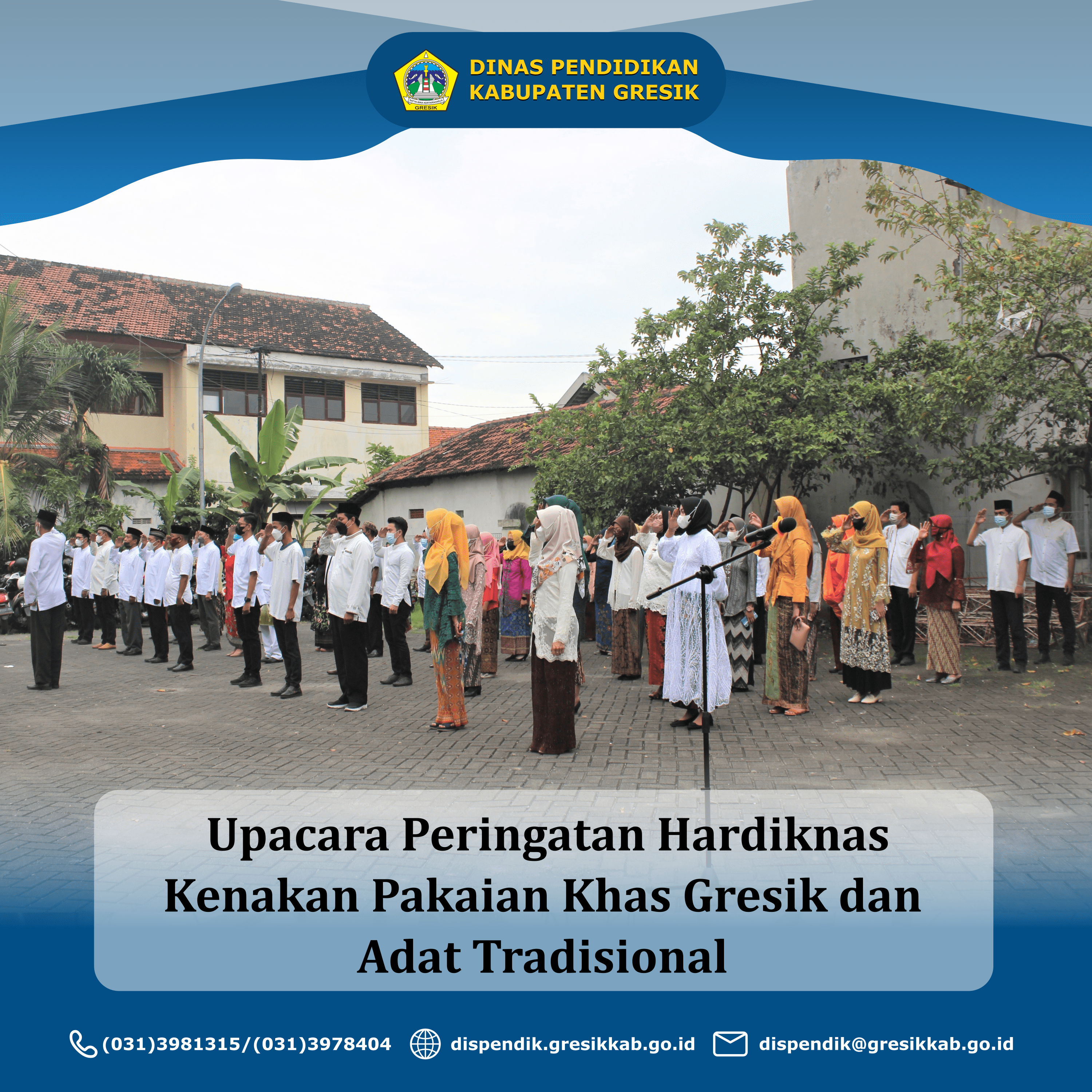Upacara Peringatan Hardiknas Kenakan Pakaian Khas Gresik dan Adat Tradisional