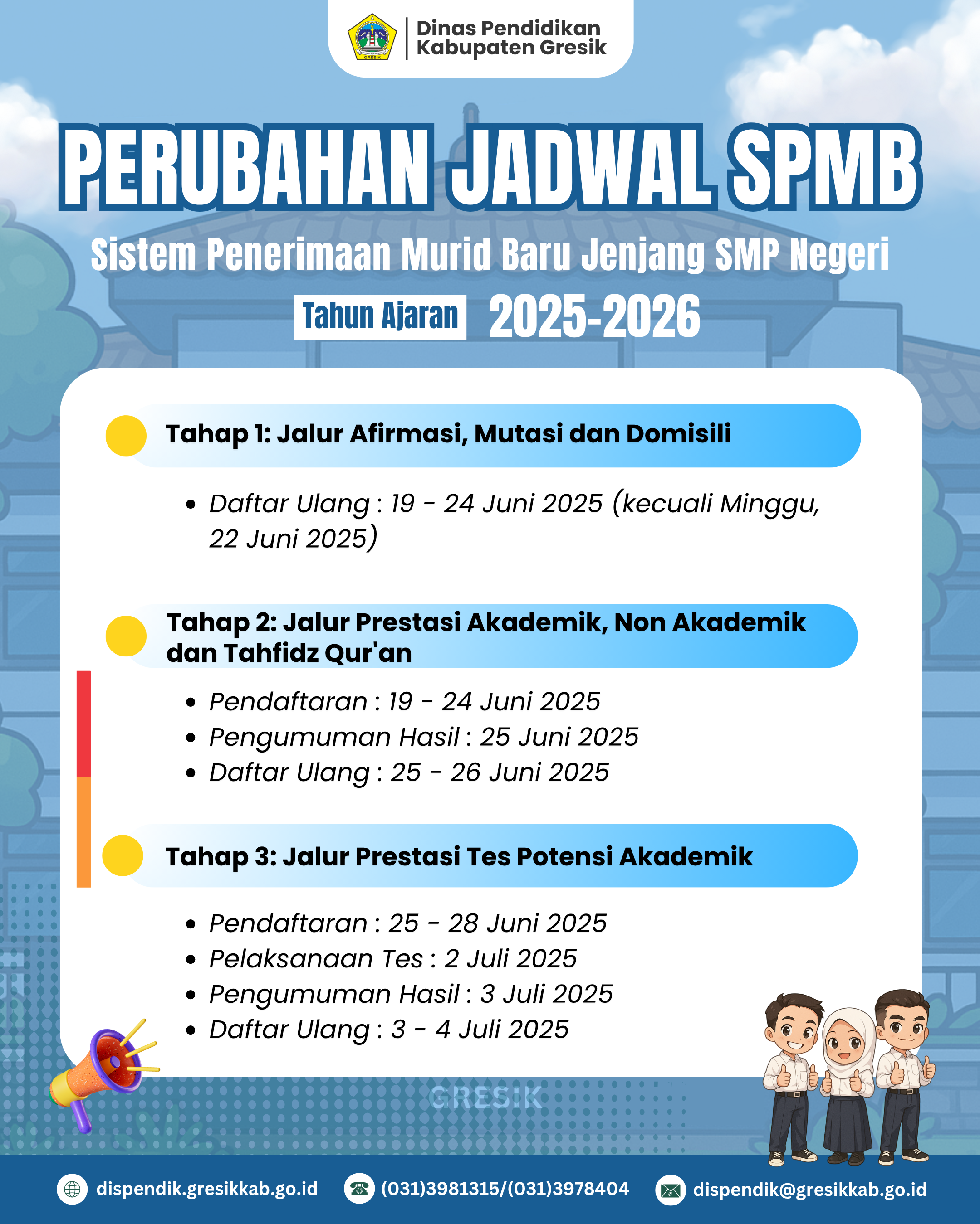 Perubahan Jadwal SPMB Tahun Ajaran 2025/2026 Kabupaten Gresik