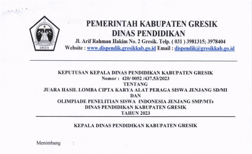 Pengumuman Juara Hasil LCAP Jenjang SD/MI dan OPSI Jenjang SMP/MTs Tahun 2023